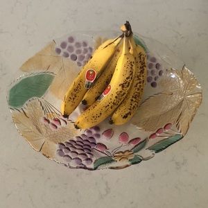 Colorful Embossed Glass Serving Bowl Display Platter Large